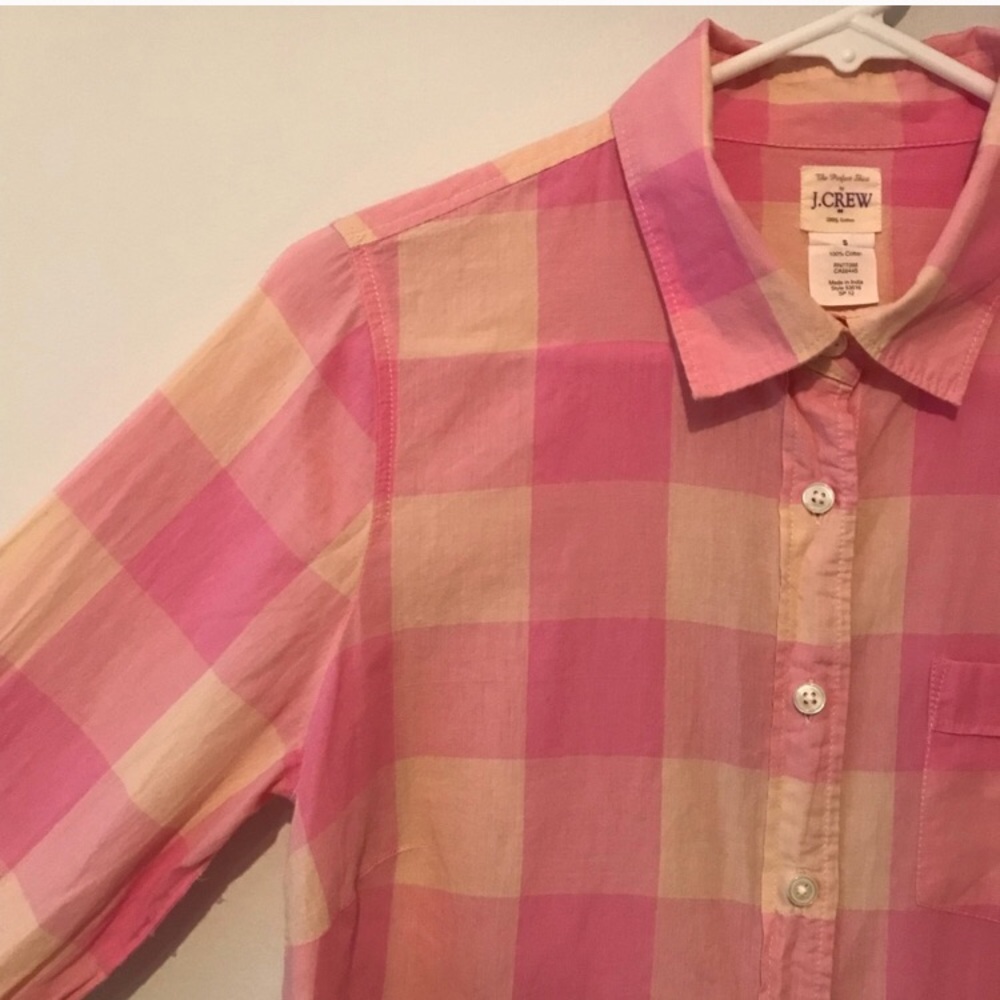 J. Crew Perfect Shirt in Wide Pink Check - Picture 3 of 5